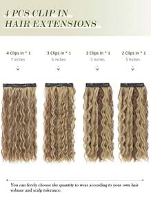 Extensions de cheveux à clipser, 4 pièces Extensions de cheveux de 12 pouces, extensions de cheveux ondulés courts, invisible, faites de fibres synthétiques douces. Convient pour une utilisation quotidienne des femmes.