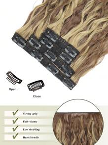Extensions de cheveux à clipser, 4 pièces Extensions de cheveux de 12 pouces, extensions de cheveux ondulés courts, invisible, faites de fibres synthétiques douces. Convient pour une utilisation quotidienne des femmes.