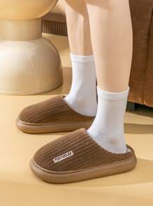 2024 男士新款秋冬保暖拖鞋，包头，柔软室内卧室拖鞋平底家居拖鞋，适合室内卧室情侣/男孩/女孩 - 棕色 - 查看 1