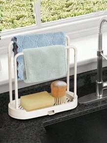 1 Stück grauer Küchenspülenständer, rostfreies Spülbeckenzubehör für die Küchenarbeitsplatte, für Schwamm, Spültuch, Lappen, Bürste, Schrubber-Aufbewahrungshalter.