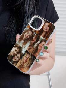 1pc Customizable Photo Puzzle Decor Silver Phone Case For IPhone 16 Pro Max/16 Plus/16 Pro, Wedding Personalized Picture, Gift For Couples, Friends, Family, Graduation