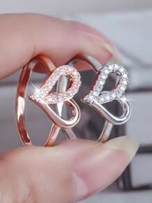 Fashionable, Minimalist, Elegant Heart-Shaped Cubic Zirconia Women's Promise Ring, Ideal For Weddings, Engagements, And Valentine's Day Gifts