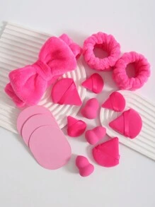 Bộ dụng cụ trang điểm 15 món: 1 băng đô nơ & 2 dây đeo cổ tay & 3 miếng mút trang điểm & 3 miếng mút trang điểm mini & 3 miếng mút tán phấn hình tam giác & 3 miếng mút rửa mặt. Mút trang điểm pha trộn cho dạng lỏng, dạng kem và dạng bột, mút trang điểm nhiều màu, mút trang điểm nền ướt và khô không chứa latex, phù hợp với mọi loại da - Nhiều màu - Xem 2
