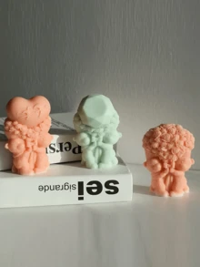 3 合 1 硅胶熊和玫瑰模具，适用于蜡烛、肥皂和粘土 - 完美的 DIY 工艺套装，适合感恩节、万圣节、复活节、情人节、生日 - 家居装饰礼物（仅模具）、情人节、情人节、情人节蜡烛 - 白色 - 查看 4