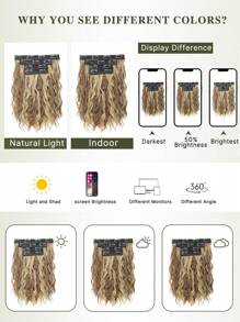 Extensions de cheveux à clipser, 4 pièces Extensions de cheveux de 12 pouces, extensions de cheveux ondulés courts, invisible, faites de fibres synthétiques douces. Convient pour une utilisation quotidienne des femmes.