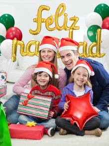 34 件/套金色“Feliz Navidad”圣诞老人装饰气球，包括红色和绿色星形气球、铝箔气球，适用于圣诞派对装饰、新年派对、圣诞节道具、拍照亭背景、圣诞家庭派对用品 - 彩色 - 查看 6