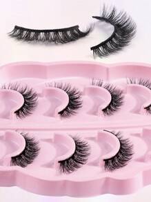 MAGEFY 5pairs/Set 3D CC Curl Faux Mink Hair Fluffy False Eyelashes With Leaf-Shaped Tray+Double Ended Eyebrow Grooming Tool+Eyebrow Brush,Natural Looking, 3D Natural Spiky Manga Lashes Fluffy Wispy Soft Lashes Fake Eyelashes False Eyelashes Strip,Natural Soft Eyelash Criss Cross Wispy Fluffy Lashes,Naturally Slender, Curled And Enlarged Eyes,For Women To Use Travel, Party For Parties Travel School Daily Work Etc - 交叉款 - 查看 9