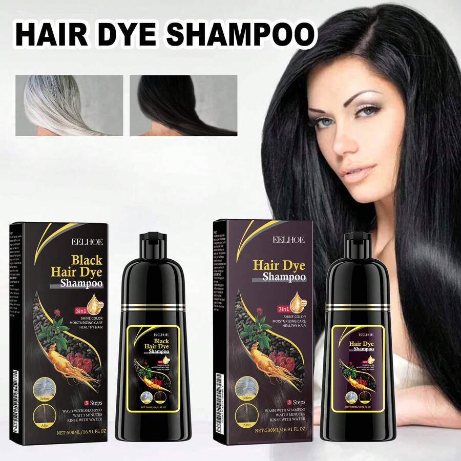 EELHOE Black Hair Shampoo Polygonum Multiflorum Essence Black Moisturizing Hair Cleaning Repair Soft Shampoo - Black - View 1