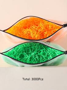 Juego de 1500/3000 piezas de gomas de pelo elásticas suaves de colores alegres para niñas, para trenzas, coleteros, accesorios para el cabello para uso diario - Multicolor - Ver 25