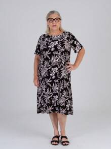 Kit 2 Ladies Cold Mesh Dress Loose Longuete Short Sleeve Curve Evangelical Fashion Midi Liganete Plus - Bộ 2 mẫu in đa dạng - Xem 11