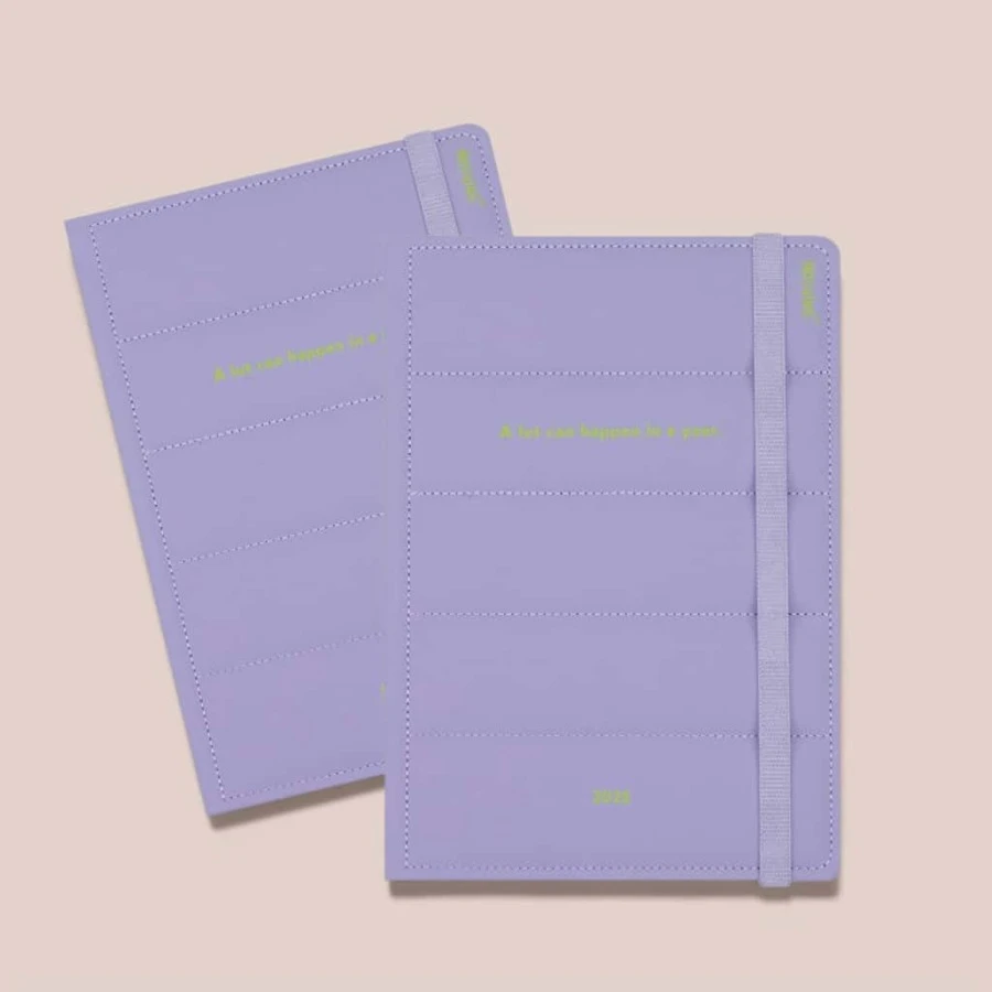 Diary 15x21 S.V. Matelasse, Mooving, Weekly Review Book, Weekly Review Workbook, Suitable For Students Or Office Workers, Graduation Gift Academic Gift, Birthday Gift New Year Gift Christmas Gift Etc.-MX1404243 - 紫色 - 查看 1