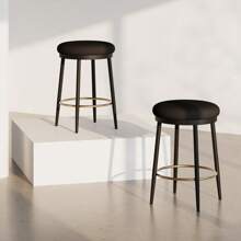 24.75'' Modern Counter Stools Set Of 2,Black Counter Stools With Iron Frame,Sponge Cushion,Footrest,Suitable For Kitchen/Bedroom/Dining Room,TrendyHome