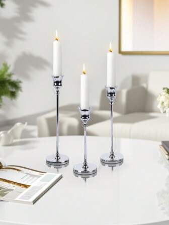 3 st Ljusstakar i glas, koniska ljusstakar, klarrandiga ljusstakar av glas avsmalnande för bröllop, festivaler och jubileumsdekor, inredning för julfestatmosfär