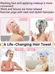 1 Stück Korallenriff-Fleece Schleifenband Handtuch, Haartrocknungskappe mit hoher Saugfähigkeit, weiches Mikrofaser Haartuch