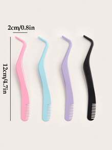 4pcs/1pc Multi-Color Fake Eyelash Applicator With Comb Tweezers, Eyebrow & Eyelash Clip, Convenient For Applying False Eyelashes And Stickers, Comb And Clip In One, Simple And Cute, Suitable For Personal Use And Gifts