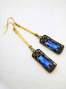 1 Bộ 3 bông tai dài đính đá vuông phong cách cổ điển sang trọng, thích hợp cho việc đi lại hàng ngày, hẹn hò dự tiệc, thời trang và đa năng, quà tặng cho người yêu/bạn bè, quà tặng sinh nhật/kỷ niệm - Nhiều màu - Xem 4