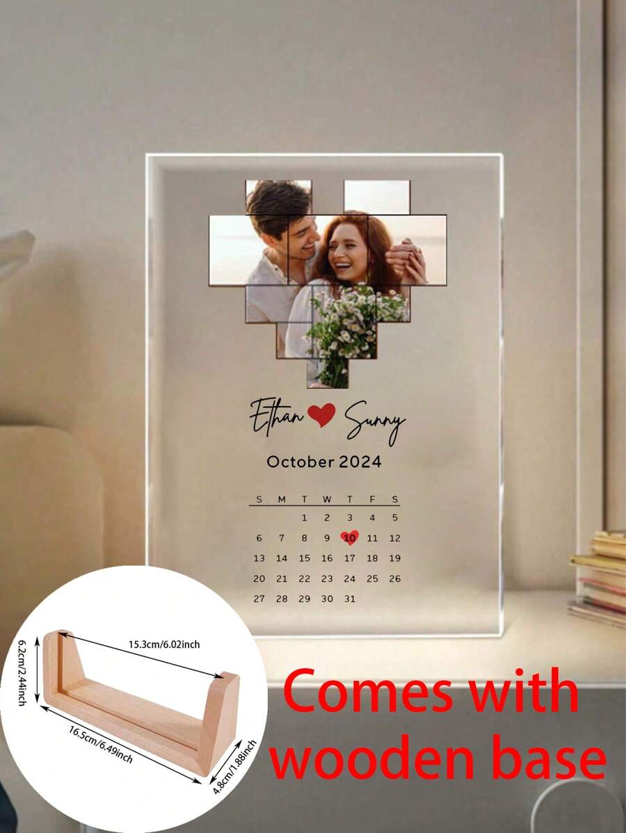 1 Pc Custom Plaque Personalized Acrylic Photo Plaque With Multiple Pictures And Texts, Valentine's Day Gifts For Men And Women, His And Hers, Customized Album Cover Customized Acrylic Photo Plaque With Photos, With Pictures And Texts Anniversary Gift Decoration Room Decoration Gifts, Day, Father's Day, Graduation Ceremony, Wedding, Housewarming Restaurant, Living Room, Bedroom, Office, Tea Room, Home Birthday,Home Harmony - Acrylic Ornaments - View 1
