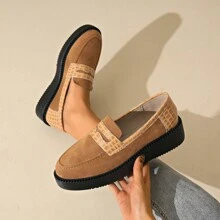 Giày lười đế xuồng đế xuồng mới cho nữ, giày đế xuồng, phong cách Anh, giày đồng phục học sinh đa năng thời trang - màu nâu - Xem 4