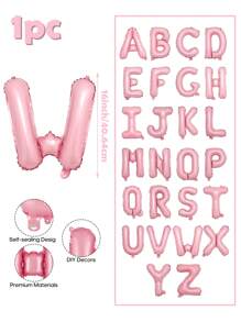 Balão decorativo com letras rosa de 1 peça de 16 polegadas, balão de alumínio com letras de A a Z, decoração para festas faça você mesmo, festa de aniversário, decoração de aniversário de casamento, decoração para casa, volta às aulas, dia dos namorados - Multicolorido - Ver 12