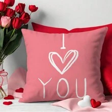 情人节装饰品、温馨物品、情人节礼物靠垫套、枕套 1 件/4 件情人节心形条纹字母印花涤纶枕套、枕垫、房间装饰、卧室装饰、沙发装饰、45x45 厘米、不含枕芯 - 彩色 - 查看 8