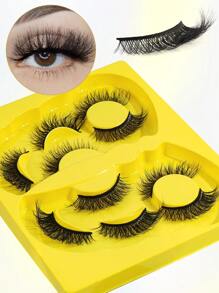 5pairs/Set C Curl 3D Faux Mink Hair Fluffy False Eyelashes With Butterfly Shaped Tray, Natural Looking,Cat-Eye Cartoon False Eyelashes With Messy Wispy End, Eyelash Extension Kit,Dramatic Volume False Eyelashes, Fluffy Russian Big Curling Imitation Mink Hair Eyelashes,Thick And Soft, Reusable, Individual Packaging, Makeup Tool For Beauty,Small Packaging Is Suitable For Tourism Use - 交叉款 - 查看 2