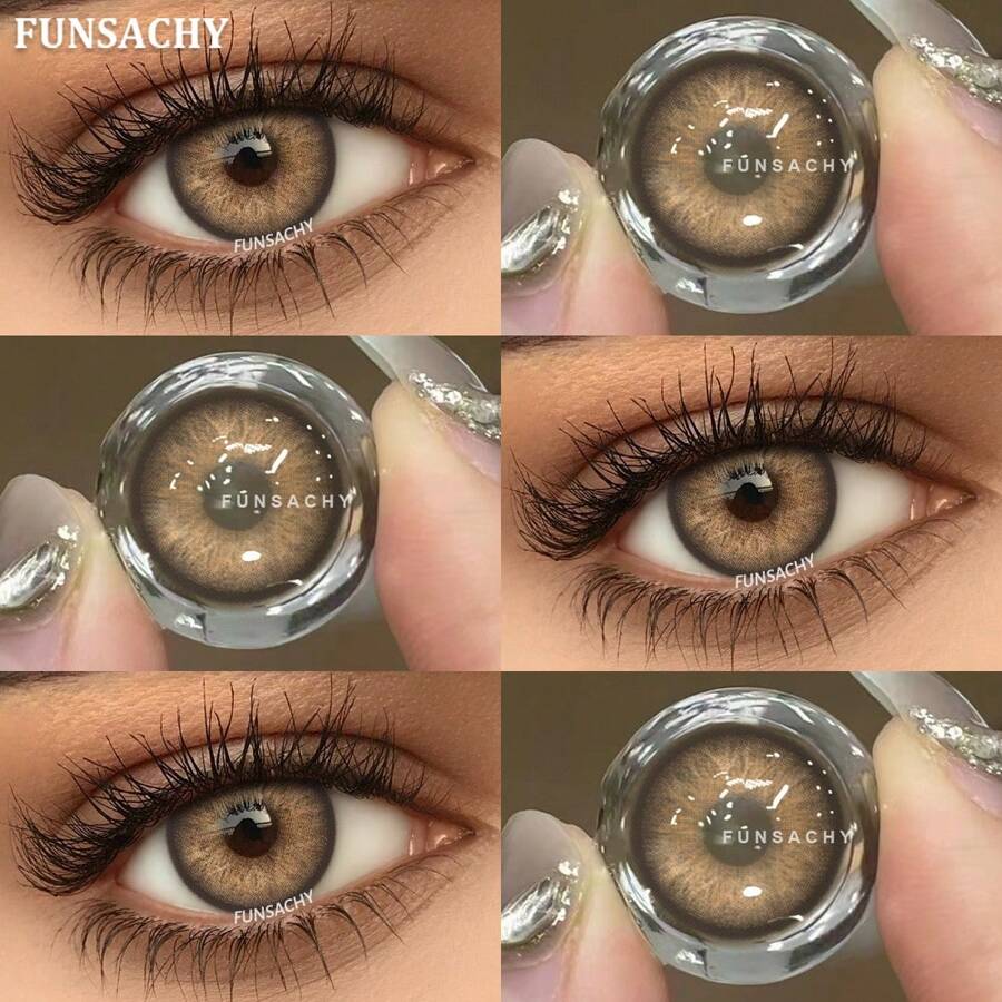 FUNSACHY Brown Colored Contact Lenses, 14.5mm Natural Soft Disposable Contact Lenses, Suitable For Halloween Costume Play