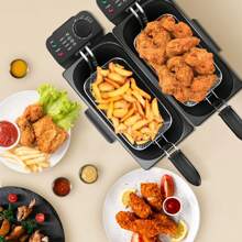1pc 2400W Electric Deep Fryer, 6L (2x3L) Dual Basket, Large Capacity, Temp Control, 2 Viewing Lids, Detachable Handle; Auto Power Off, Great For Frying Fries & Chicken - EU F Type Plug(220-240V) - View 4