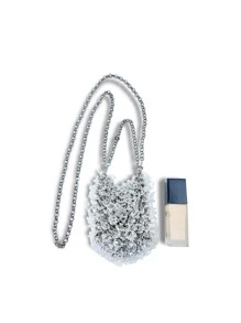 2024年新款夏季亚克力串珠手拿包，时尚珍珠单肩包，女士 - 無色 - 查看 6