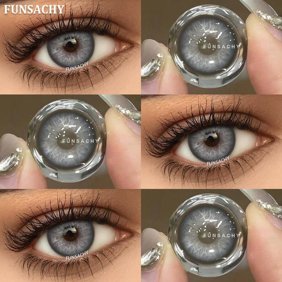 FUNSACH 14.5mm Gray Natural Color Soft Disposable Contact Lenses, Suitable For Halloween Cosplay