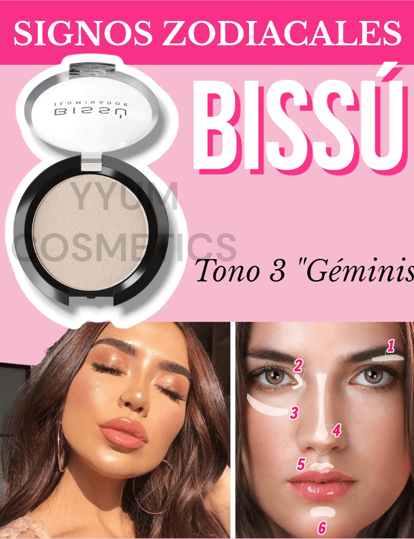 Iluminador Bissú signos zodiacales Iluminador para rostro en polvo resaltador