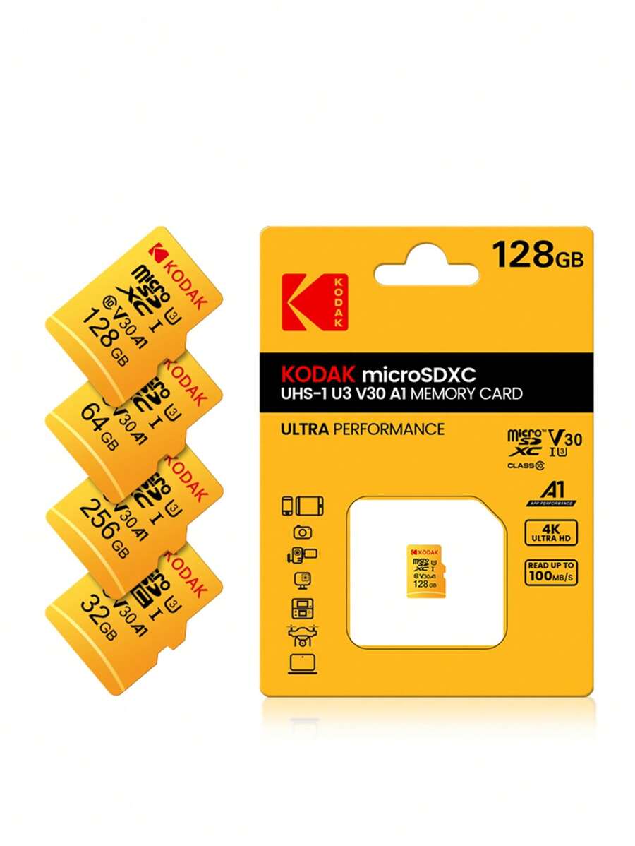 KODAK KODAK Brand Yellow Micro SD Card U3 CLASS 10 Microsd 32GB 64GB ...