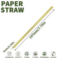 25pcs Disposable Wavy Patterned Paper Straws, Suitable For Slushies, Bubble Tea, Juice And Iced Coffee, 6 X 197mm, Perfect For Parties, Birthdays, Weddings, Christmas - Essential Kitchen & Dining Supplies