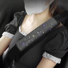 1 miếng đệm dây an toàn ô tô đính đá lấp lánh, miếng bảo vệ vai trang trí kim cương sáng bóng - 2 gói - Xem 9