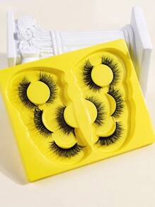 5pairs/Set C Curl 3D Faux Mink Hair Fluffy False Eyelashes With Butterfly Shaped Tray, Natural Looking,Cat-Eye Cartoon False Eyelashes With Messy Wispy End, Eyelash Extension Kit,Dramatic Volume False Eyelashes, Fluffy Russian Big Curling Imitation Mink Hair Eyelashes,Thick And Soft, Reusable, Individual Packaging, Makeup Tool For Beauty,Small Packaging Is Suitable For Tourism Use - 交叉款 - 查看 4
