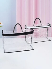 Clear Clothes Storage Bags PVC Organizers With Reinforced Handle Vinyl Storage Bag For Comforter, Blanket, Bedding, Duvet, Transparent Moving Totes With Sturdy Zipper, Waterproof Bedding Blanket Packaging Bag, Large Capacity Travel Accessories Organizer, Clear Zippered Organizers, Transparent Zipper Storage Bag For Clothing, Linens, And More - Black - View 1