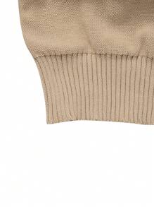 Men's Solid Color High Neck Half Zip Casual Versatile Long Sleeve Sweater - Khaki - View 6