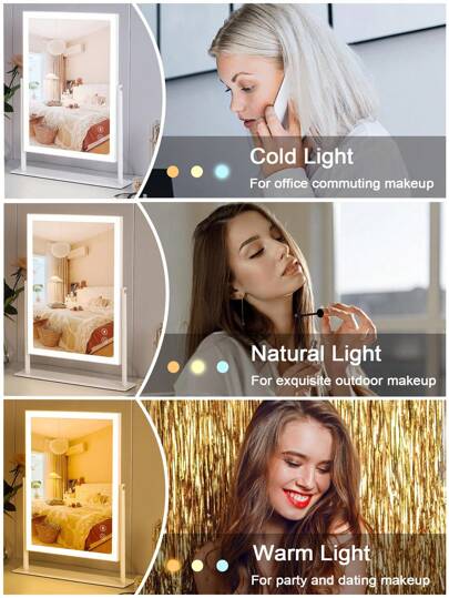 FENCHILIN Makeup Spiegel Bluetooth Player, 30cm 41cm, LED Lights, Desk, Bedroom Can Mirror, Wit view 5