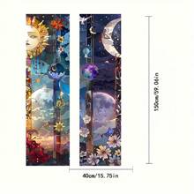 1 tấm thảm nghệ thuật họa tiết mặt trăng và mặt trời thiết kế thẩm mỹ thảm treo tường dọc để trang trí ký túc xá tại nhà 59*15,7 inch thảm treo tường polyester, thảm treo tường - Nhiều màu - Xem 7