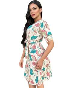 Women Dresses - 駝色 - 查看 2