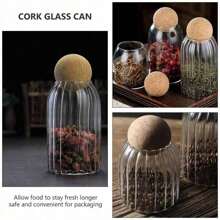 1 PIEZA Tarro de vidrio vertical transparente de 500/800/1200ml con tapa de madera y bola sellada, para almacenar granos de café, especias, sal, café, té y caramelos