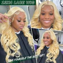 LEOSA 613 HD Lace Frontal Wig Blonde Body Wave 13x4 Lace Front Wigs For Black Women Long Yellow Blonde Pre Plucked Glueless Wigs Synthetic Golden Womens Lace Long Haired Wig - 613# - Xem 2