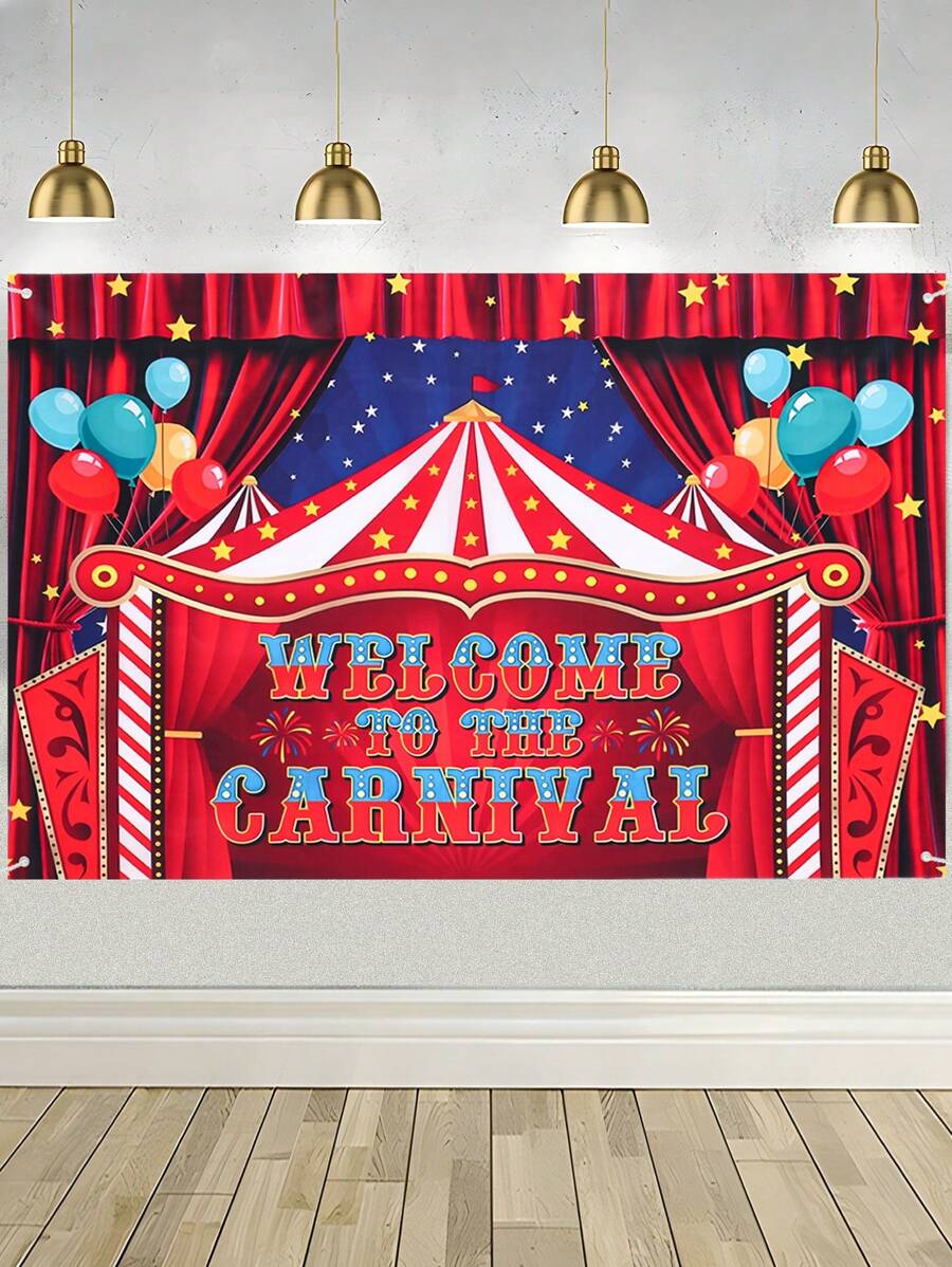 1 tấm Banner lễ hội xiếc, 60 X 39 inch Chào mừng đến với phông nền chụp ảnh lễ hội Vải nền cho trang trí tiệc theo chủ đề lễ hội xiếc, đồ dùng tiệc sinh nhật, đạo cụ chụp ảnh - Nhiều màu - Xem 1