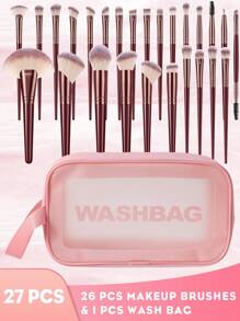 26/27/28/29/54/55/64/65Makeup Tools Set Including:1pc Multi-Functional Zipper Toiletry And Cosmetic Bag Waterproof+26/36PCS Makeup Brush Set+4PCS Makeup Sponges+4PCS Mini Makeup Sponges+8PCS Triangle Powder Puffs+4PCS Mini Air Cushion Powder Puffs+1pc Facial Cleansing Sponges+1pc Circular Powder Puffs+1pc Facial Cleansing Brush+1pc Hairband+2PCS Hand Bowl Strap+2PCS Makeup Brush Cleaning Tools - 彩色 - 查看 17