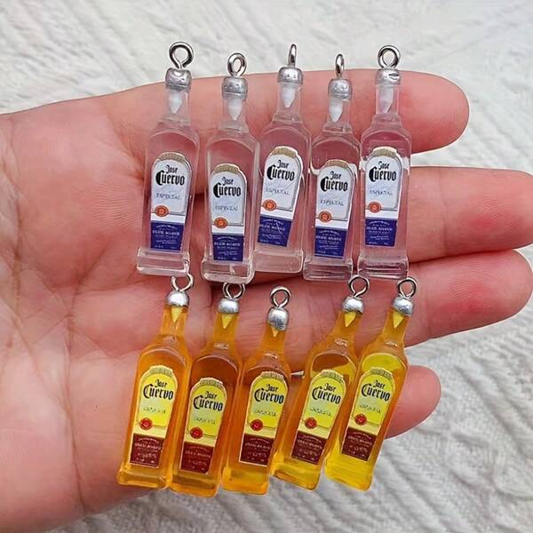 10pcs Resin Tequila Bottle Shaped Earrings - DIY Jewelry Making Kit - Random Mix
