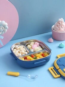 1pc, Bento Lunch Box For Kids -3 Compartments, Leak-Proof, Portable Handle, Microwave/Dishwasher Friendly - Multicolor - View 6