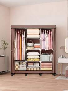 oumyjia 1 tủ quần áo vải đen đơn giản, tủ quần áo chống bụi 51 inch dễ lắp ráp cho phòng ngủ, tủ đựng đồ tự làm tại nhà, tủ lưu trữ nhiều lớp, thích hợp cho thuê, nhà, ký túc xá, lối vào, phòng ngủ - Nhiều màu - Xem 5