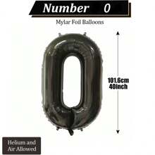 40 inch zwarte Jumbo digitale folieballon voor verjaardags- en feestdecoratie, verjaardagsbenodigdheden (cijfers 0-9), Kerstmis
