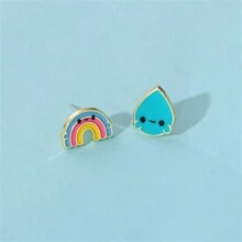 Bông tai mưa cầu vồng dễ thương tráng men trang sức hàng ngày quà tặng cho bạn bè thời trang tinh tế - Nhiều màu - Xem 2