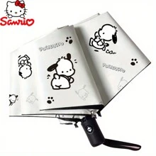 Sanrio Sanrio Pacha Dog Automatic Folding Umbrella - UV Resistant, Lightweight , Suitable For Daily Commuting Or Outdoor Exploration Summer Cooling,Beach,Travel