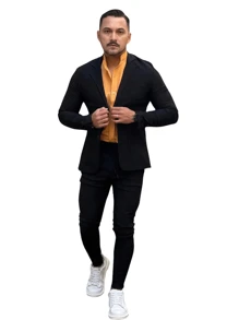 Men's Set Blazer Pants Slim Suit Formal Fashion - Black - View 4